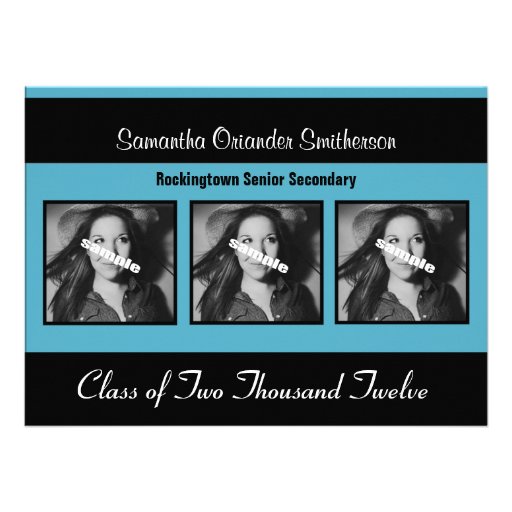 Modern  Black & Blue  Photo Grad Announcement