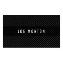 Modern black grey checkers elegant stylish dark business cards