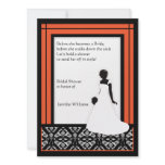 Modern Black, White & Orange Damask Bridal Shower Invite