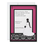 Modern Black, White & Pink Damask Bridal Shower Custom Invitation