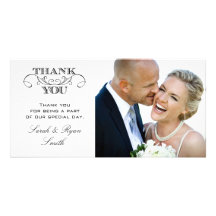 Modern Black & White Wedding Photo Thank You Cards Custom Photo Card