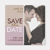 Modern Blocks Save the Date Brown & Lavender Magnets