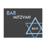 Modern Blue Bar Mitzvah RSVP Postcard