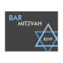 Modern Blue Bar Mitzvah RSVP Postcard