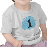 Modern Blue Polka Dot First Birthday Boy Number 1 t-shirts