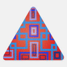 Modern blue squares on red background sticker