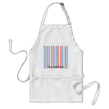 Modern brown blue stripes on white aprons