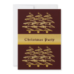 Modern brown gold Christmas trees invitations