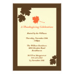 Modern brown leaves Thanksgiving fall invitation