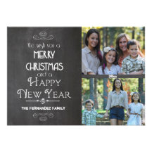 Modern Chalkboard Typography Flat Photo Card Invitation