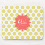 Modern Chic Coral & Gold Dots Personalized Mouse Pads