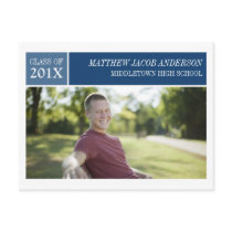 Modern Chic Graduation Postcard - Blue