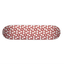 Modern Christmas Red Scroll Pattern Skate Deck
