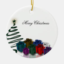 Modern Christmas Tree Graphics w/ Bright Presents Ornaments