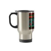 Modern cityscape in red and yellow neon coffee mug