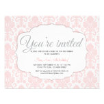 Modern Damask Pink Party Custom Invitation