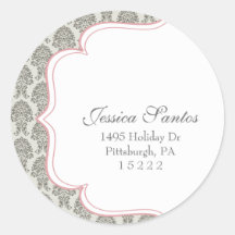 modern damask return address seal (label) stickers