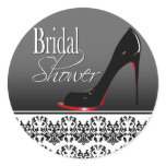 Modern Damask Stiletto Bridal Shower stickers