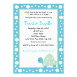 Modern Dot Turtle 5x7 Aqua/Green Baby Shower Personalized Invite