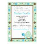 Modern Dot Turtle 5x7 Green/Blue Baby Shower Personalised Invitation