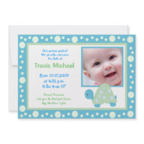 MODERN DOT TURTLE Baby Photo birth Announcement