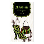 Modern Fashion Handbag Boot Leopard Zebra Lime Business Card