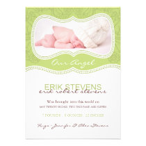 Modern Floral Birth Announcement Photo card invitations