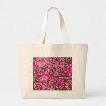 Modern Floral Retro Pattern Pink Brown Bag