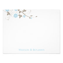Modern Floral Thank You Note - Aqua Blue Invite