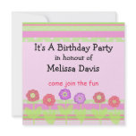 Modern Flowers and Stripes Birthday Invitation
