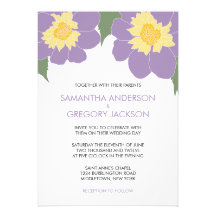 Modern Flowers Wedding Invitation - Purple