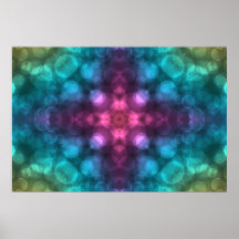 Modern Fractal Art with Cross and Bokeh Poster