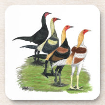 Modern Game Roosters Beverage Coaster
