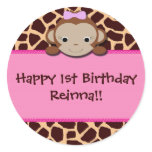 Modern Girl Monkey Stickers [Pink]