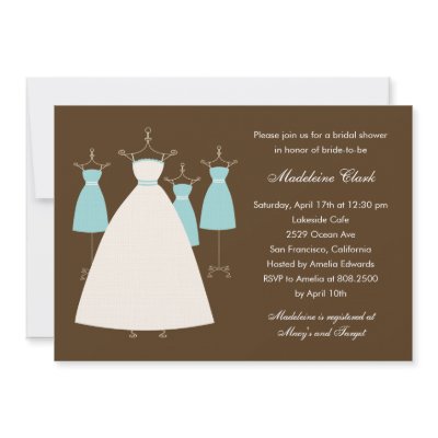 Modern Gowns Bridal Shower Invitation - Turquoise by berryberrysweet