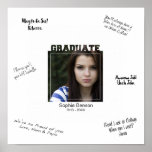Modern Graduation Photo Signature Message Mat Poster