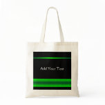 Modern Green and Black Racing Stripe Tote Bag