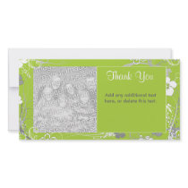 Modern Green and White Floral Photocard Personalised Photo Card