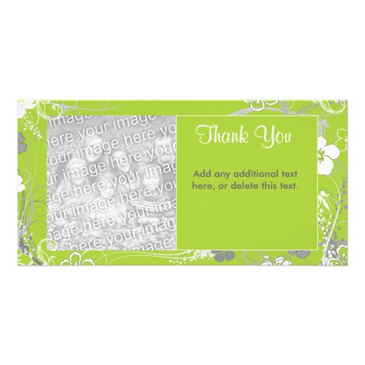 Modern Green and White Floral Photocard Personalised Photo Card