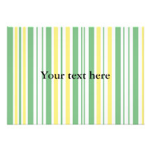 Modern green and yellow stripes on white custom invitation