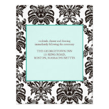 Modern Green Damask reception card Invitations