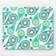 Modern Green Paisley Mousepad