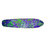 Modern green psychedelic on purple background skate boards