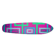 Modern green squares on pink background skateboards