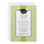 Modern Green Stripe Graduation Party Invitation