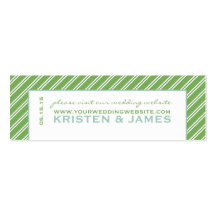 Modern Green Stripe Wedding Website Enclosure Card Business Card