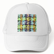 Modern green yellow blue psychedelic swirls