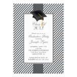Modern Grey Stripe Graduation Party Invitation