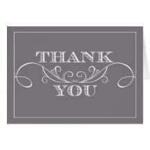 Modern Grey Swirl Wedding Thank You Cards