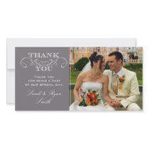 Modern Grey Wedding Photo Thank You Cards Photo Card Template
